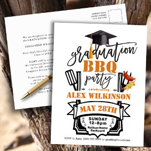 Graduación Cap Tassel Simple BBQ Party Invitación