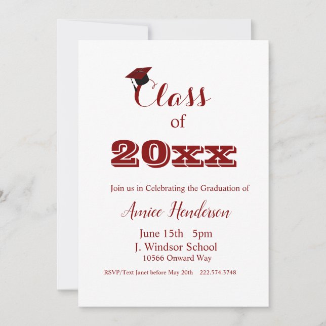 Graduación Clase de Invitación Marrón y Blanco de  (Anverso)