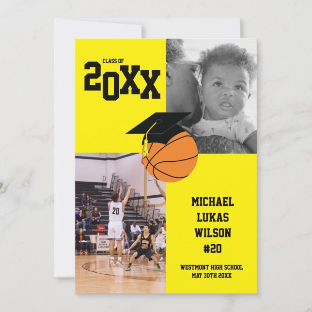 Graduación de baloncesto Deportes Invitación Amari (Anverso)