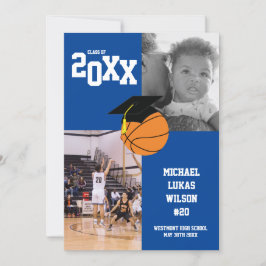 Graduación de baloncesto Deportes Invitación Azul