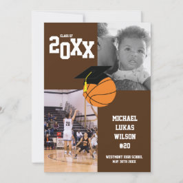 Graduación de baloncesto Deportes Invitación marró
