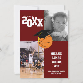 Graduación de baloncesto Invitación de marrón depo