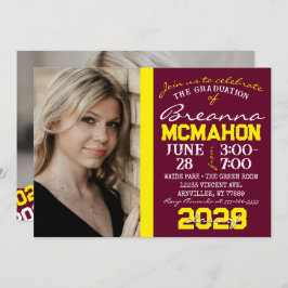 Graduación de Borgoña y Amarillo 2 Invitación a la