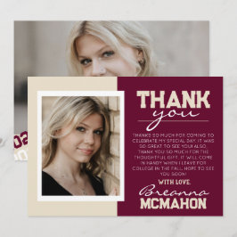 Graduación de Borgoña y Crema 2 Tarjeta de agradec