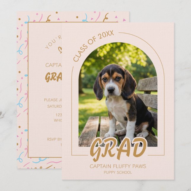 Graduación de Cachorros con Invitación de Foto de  (Anverso / Reverso)