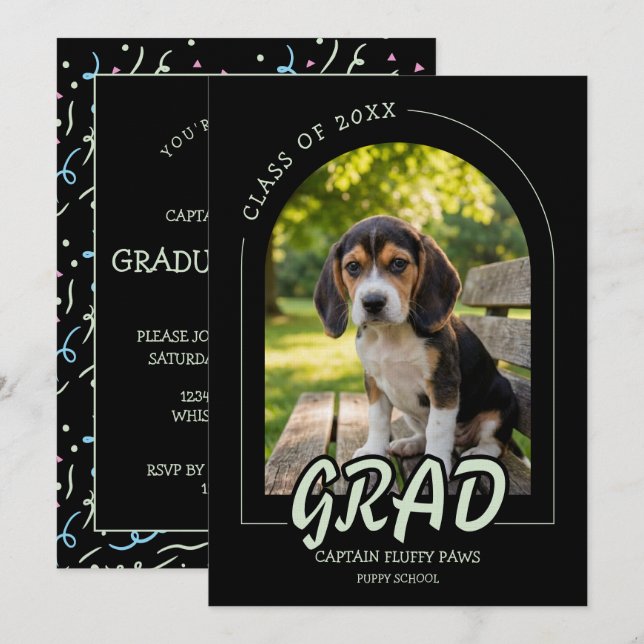 Graduación de Cachorros con Invitación de Foto de  (Anverso / Reverso)