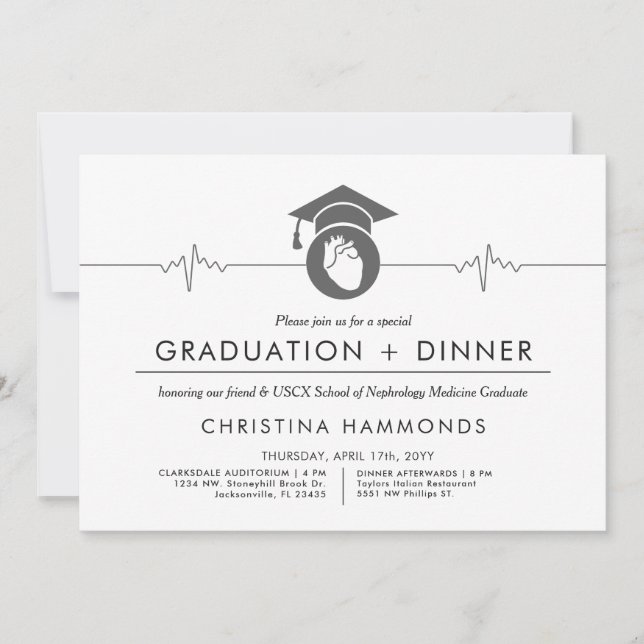 Graduación de cardiólogo | Invitación minimalista (Anverso)