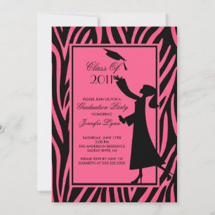Graduación de cebra rosa Invitación a la graduació