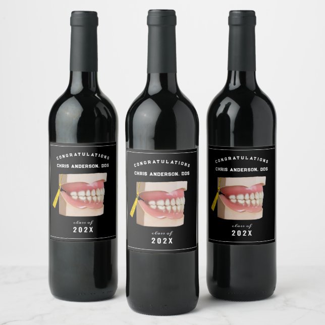 Graduación de dentista Felicitaciones Etiqueta de  (Botellas)