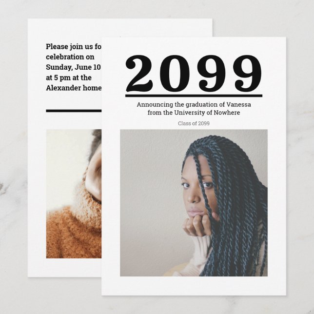 Graduación de dos fotografías en gran número (Anverso / Reverso)