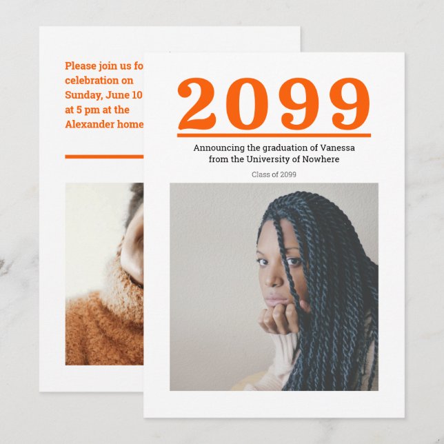 Graduación de dos fotos de naranja Big Numbers (Anverso / Reverso)