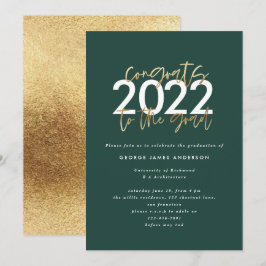 graduación de escritura moderna en verde y oro