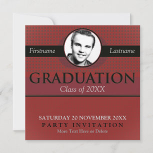 Graduación de estilo rojo y gris con invitación fo