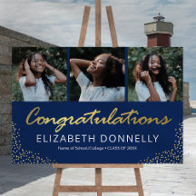 Graduación de felicitaciones 3 Foto Oro Azul