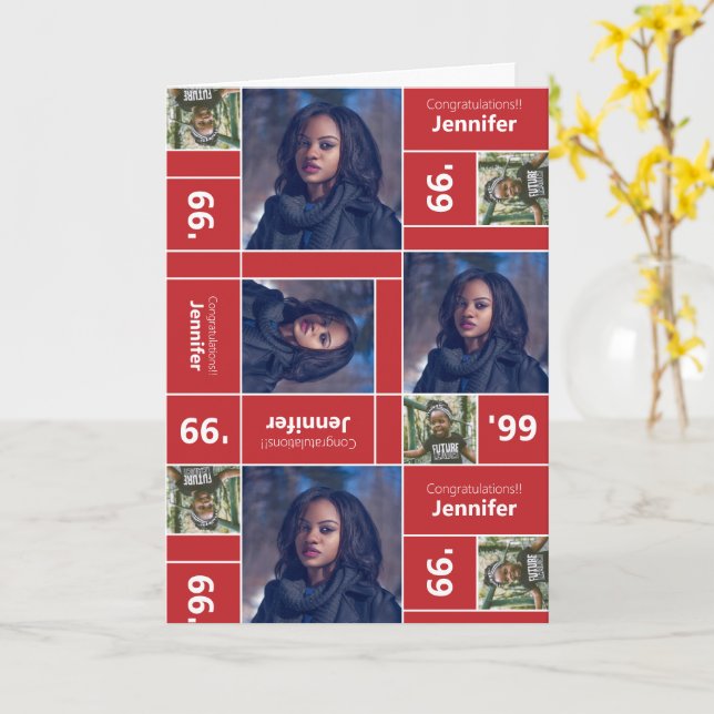 Graduación de foto cuadrada clase de año tarjeta r (flor amarilla)