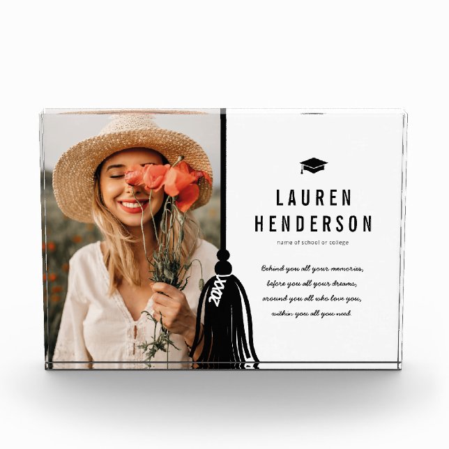 Graduación de foto de Personalizado de tassel negr (Anverso)