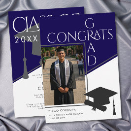 Graduación de Foto Geométrica Azul Blanco Moderno