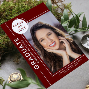 Graduación de foto guión moderno Borgoña Blanco