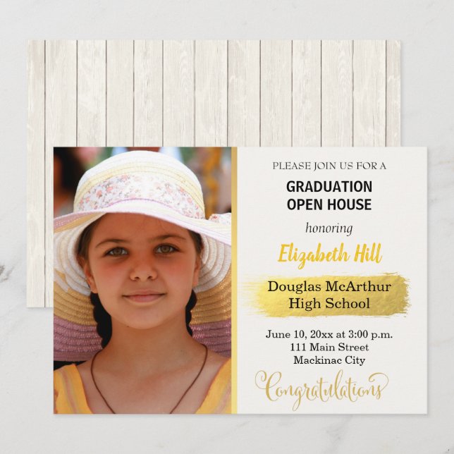Graduación de foto Invitación a la Casa Abierta (Anverso / Reverso)