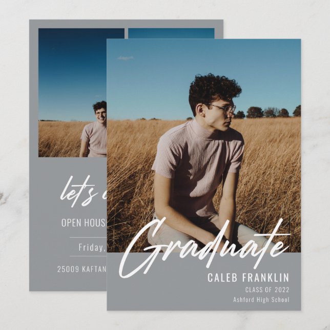 Graduación de fotografía de clase alta de guión mo (Anverso / Reverso)