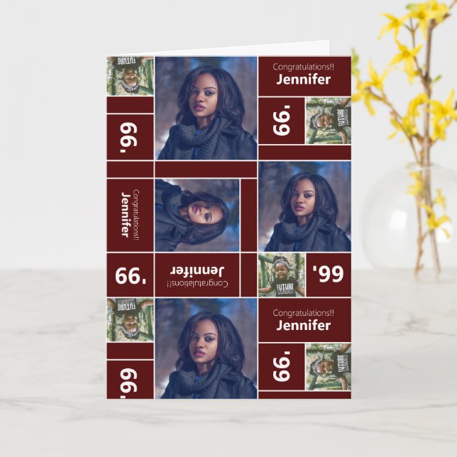 Graduación de fotos cuadrada clase de tarjeta de M (flor amarilla)