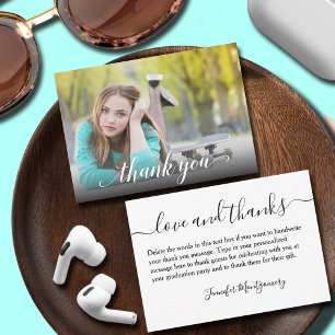 Graduación de fotos Gracias Tarjeta de nota pequeñ