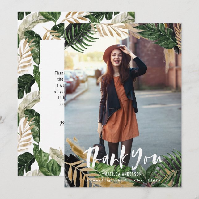 Graduación de fotos tropicales pintadas gracias (Anverso / Reverso)