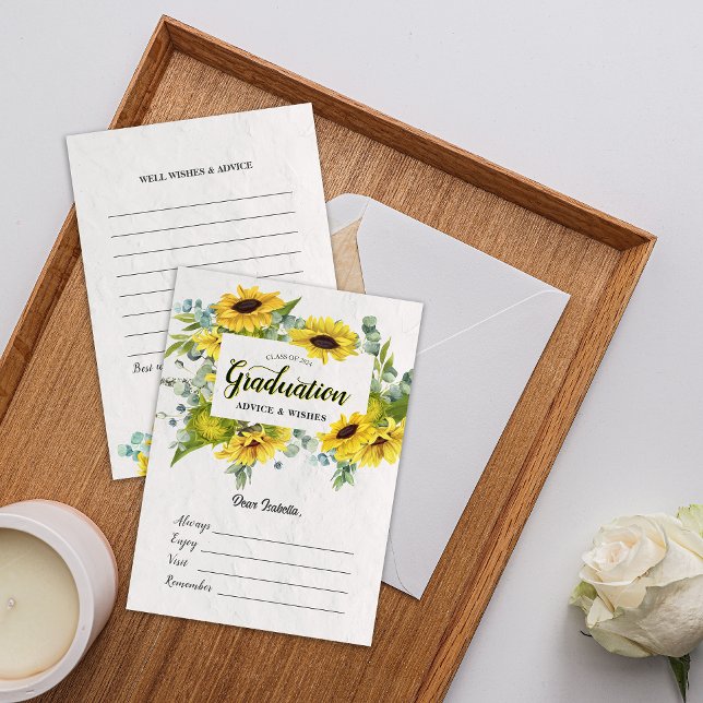 Graduación De Girasol Bien Deseada Tarjeta Keepsak (Sunflower Graduation Well Wishes Keepsake Card)