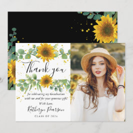 Graduación de girasol verde Foto Gracias tarjeta