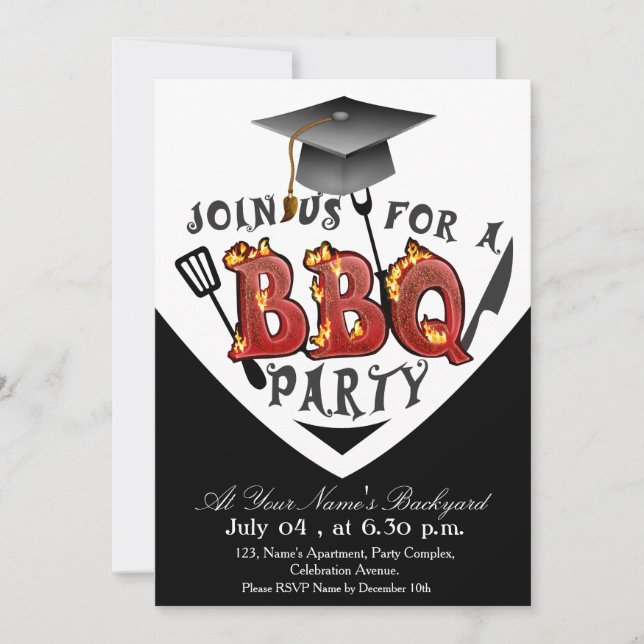 Graduación de invitaciones para fiestas en barbaco (Anverso)