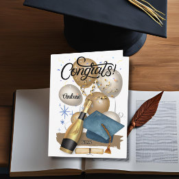 Graduación de la capa azul de Confetti