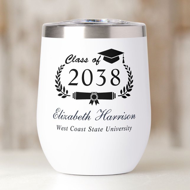Graduación de la Cresta Elegante (Elegant Crest Graduation Thermal Wine Tumbler)