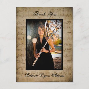 Graduación de música de hojas Gracias - Tarjeta po