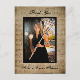 Graduación de música de hojas Gracias - Tarjeta po