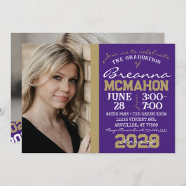 Graduación de oro morado y bronce 2 Invitación de