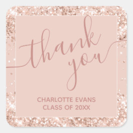 Graduación de Purpurina Rosado Gracias Pegatina Cu