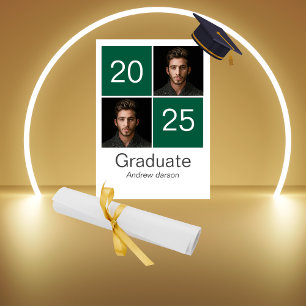 graduación de retrato verde Invitación