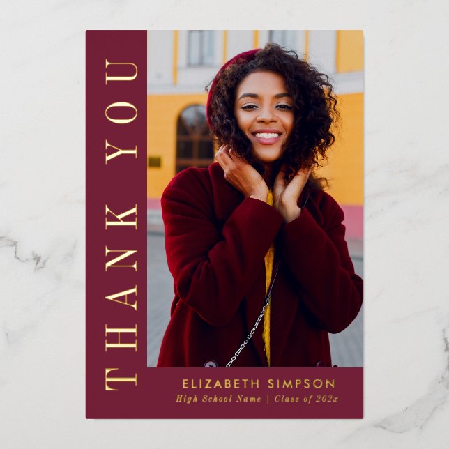 Graduación de texto de oro moderno Gracias tarjeta (Anverso)