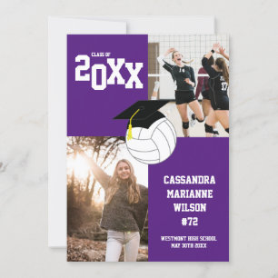 Graduación de voleibol Deportes Invitación púrpura