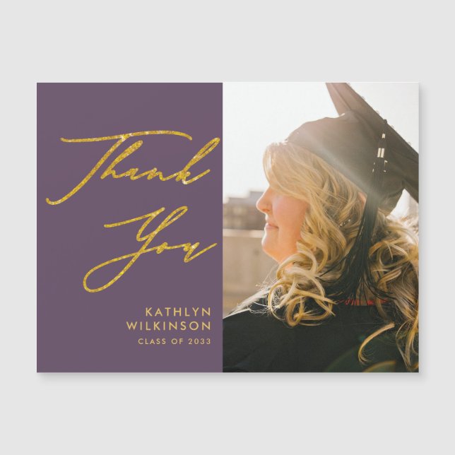 Graduación Elegante De Guión De Oro De Mauve Graci (Anverso)