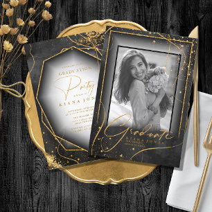 Graduación en negro de oro de líneas finas ID907