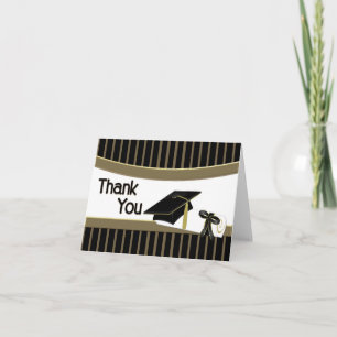 Graduación en negro y oro con tarjetas Cap Gracias