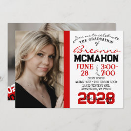 Graduación en rojo, negro y blanco 2 Invitación a