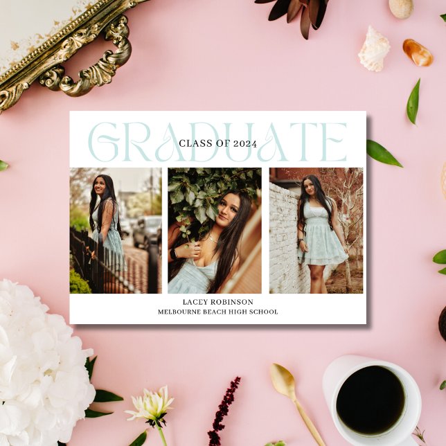 Graduación escolar de Chica de fotografía floral s (Simple Floral Photo Girl High School Graduation)