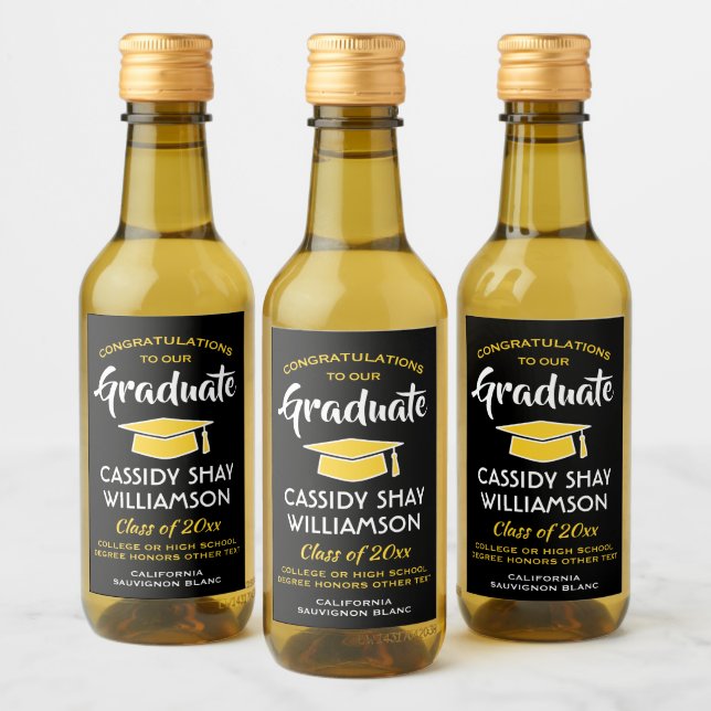 Graduación Felicitaciones Elegante Mini Amarillo d (Botellas)