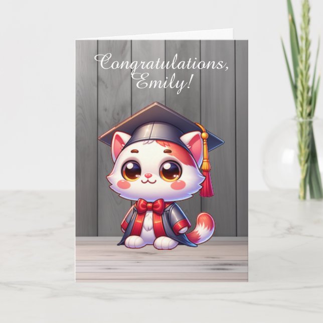 Graduación Felicitaciones Tarjeta Kitty Orgullosa (Anverso)
