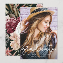 Graduación floral bonito Invitación de fotografía