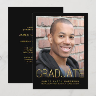 Graduación Foto Fiesta Invitación Relieve metaliza