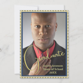 Graduación Foto Invitación Azul y Oro