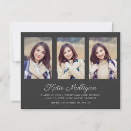 Graduación fotográfica Gris 4 Invitación de fecha